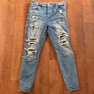 American eagle curvy hi-rise jegging distressed 10